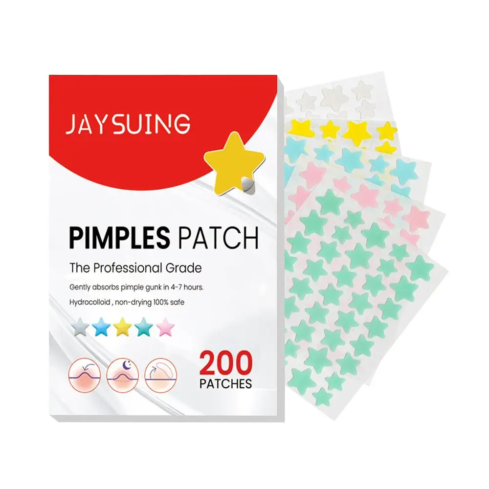 200 Stuks Stervorm Puistje Patches Kleurrijke Hydrocolloid Puistje Healing Sticker Leuke Sterke Absorptie Zit Patches Gezichtsverzorging