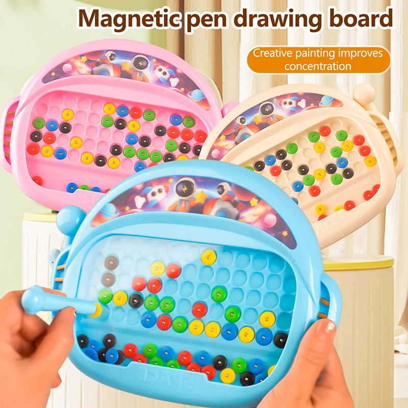 1 ชุดการศึกษาเด็กผู้หญิง Montessori ของขวัญเด็ก Magnetic Doodle BOARD พร้อมปากกาและลูกปัดของเล่นสําหรับ 3-8 ปี