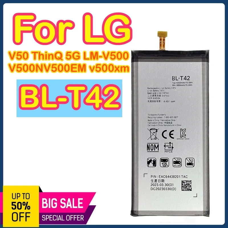 

Оригинальный запасной аккумулятор BL-T42 4000 мАч для LG V50 V 50 ThinQ 5G V50ThinQ LM-V500 V500N V500EM V500xm, аккумуляторы для телефонов + инструменты