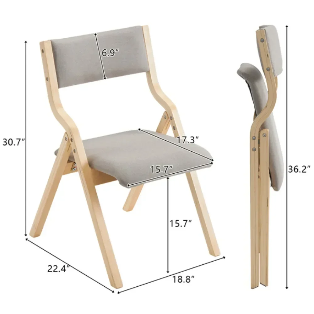 2pcs solid wood folding backrest square beige cushion original wood color exhibition chair 57*48*78cm multi-layer board