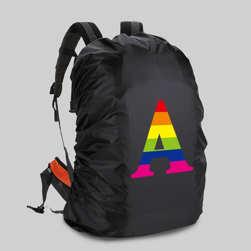 Funda para mochila lluvia 20-70L Camping impermeable polvo escalada al aire libre portátil viaje mochila cubierta Arco Iris estampado de letras