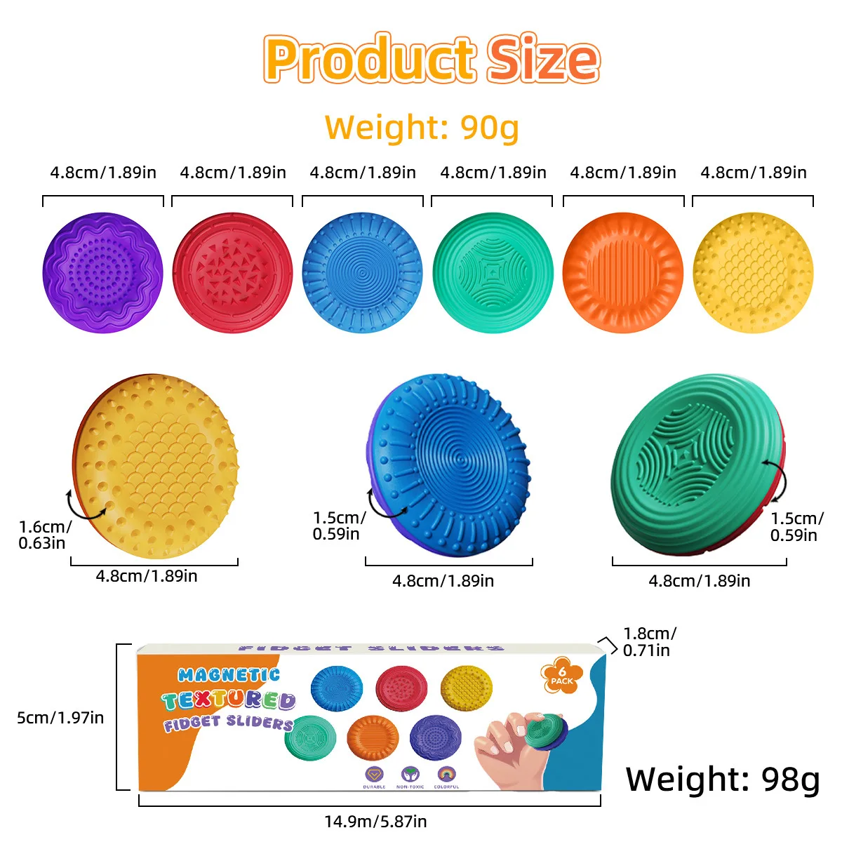 Juguetes magnéticos para adultos y niños, juguetes sensoriales texturizados para autismo, alivio de la ansiedad, deslizadores silenciosos para el estrés