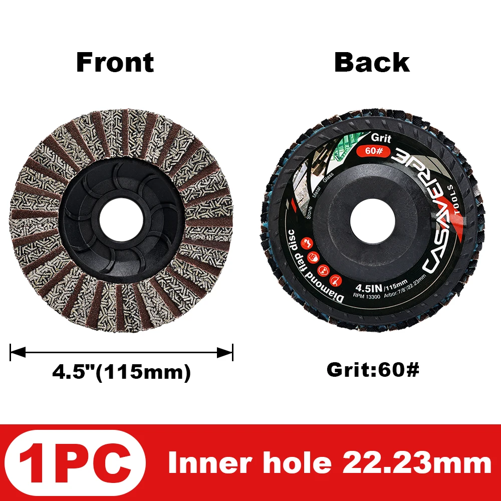 Casaverde 115 mm diamantflapschijf gegalvaniseerde keramische flapschijf slijpen van natuurlijke aarde, keramiek, composieten, glas en veel meer - afbeelding 1