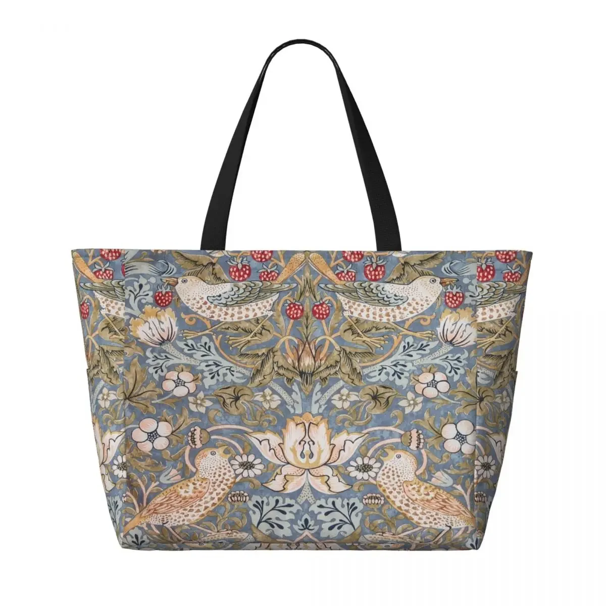 Custom Strawberry Thief Groceries Tote Shopping Bag Women Large Capacity William Morris Floral Pattern Beach Gym Travel Bags