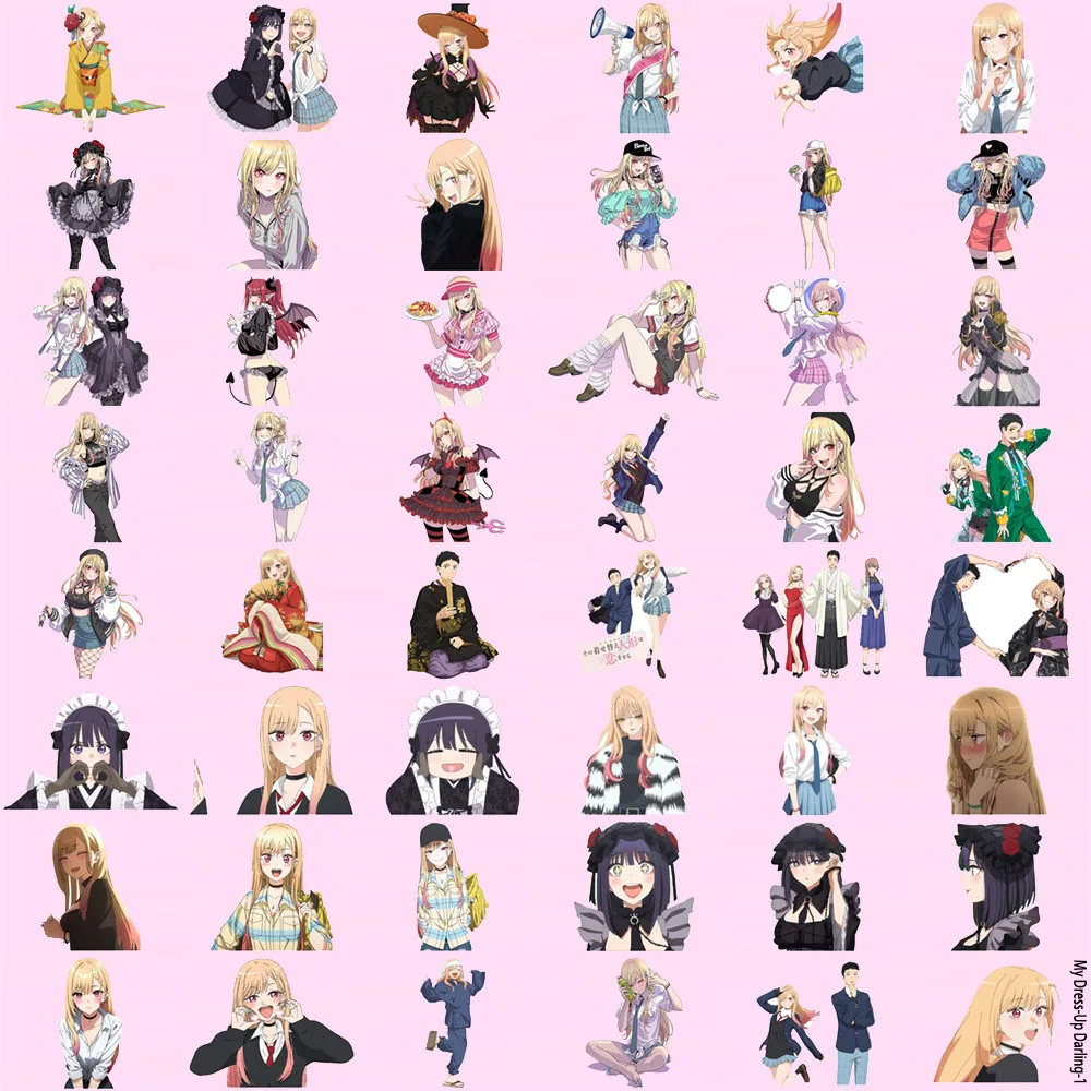 50PCS Dressing Puppe Fallen In Love Cartoon Anime Loli Schönheit Notebook Telefon Fall Dekorative Aufkleber