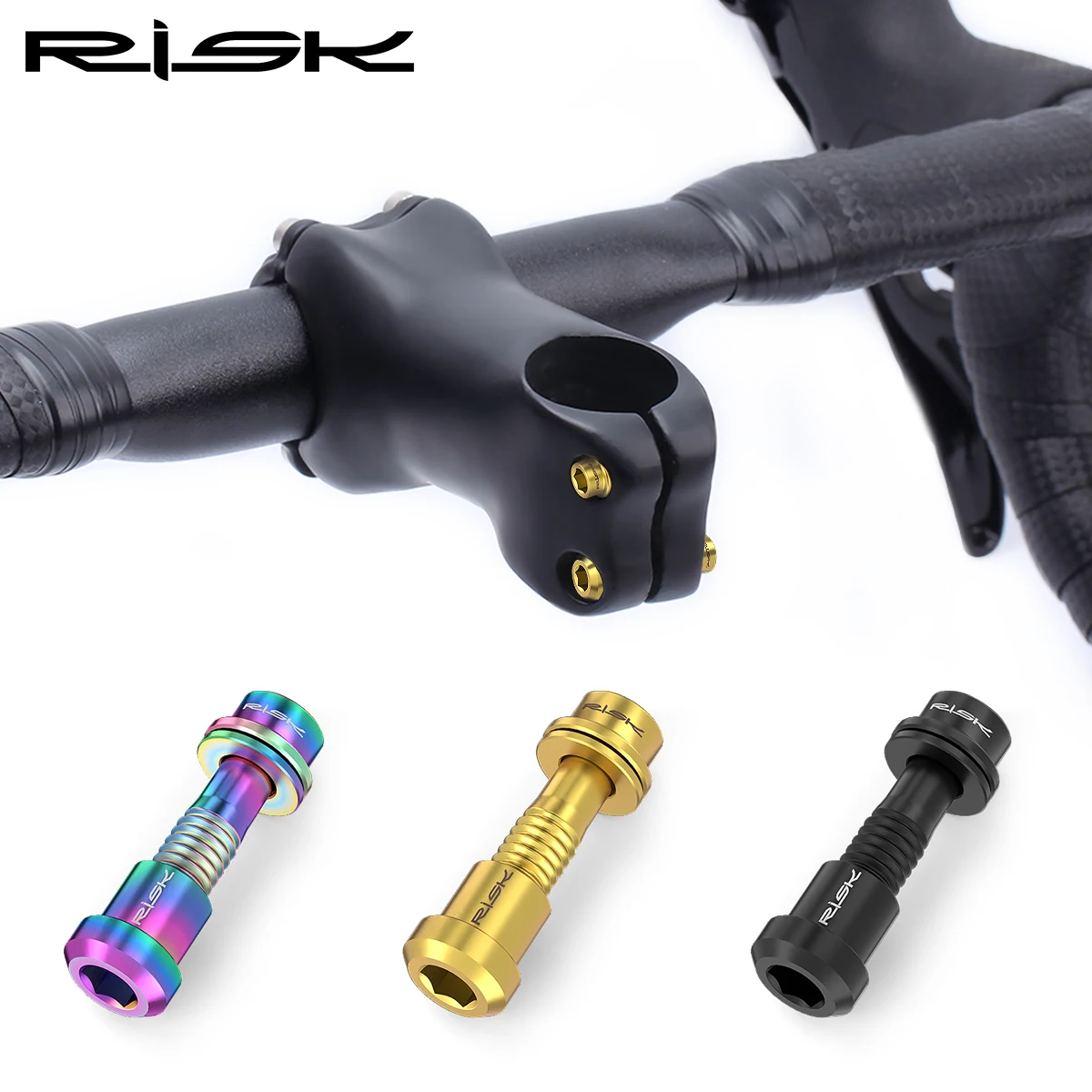 RISK 2pcs M5x18mm M5x20mm Road Bike Carbon Stem Bolts&Nut Kits Titanium Ti Bicycle Stem Bolts Mountain Bike Stem Screw Nut Kits