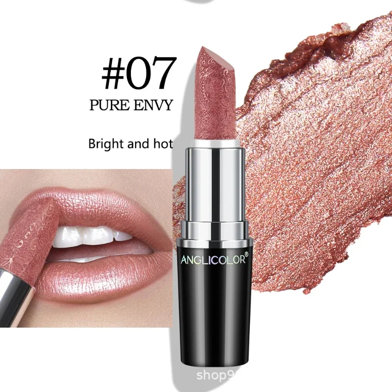 Fine Glitter Lipstick, Quicksand Gold Lipstick Non-sticky Non-fading Lipstick Pearlescent Long-lasting Silky Mermaid Lipstick