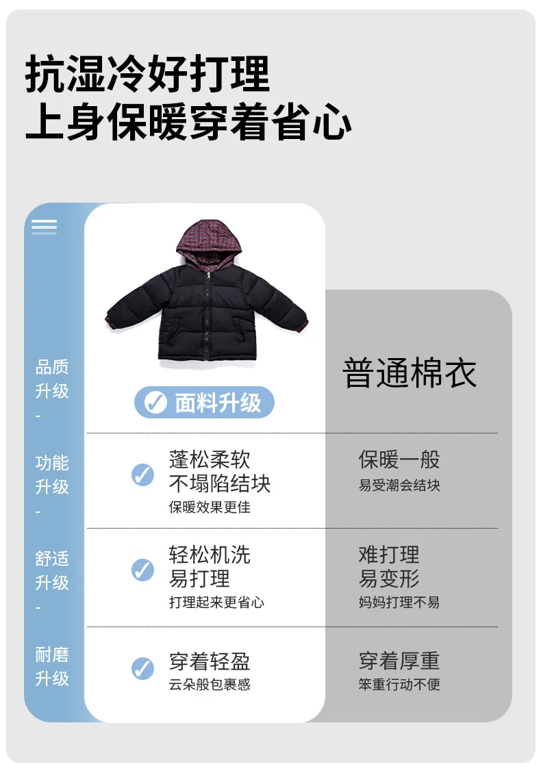 Winter Jungen Verdickte Karierte Kapuzenjacke aus Baumwolle Mädchen Kinder Winddichte Warme Jacke Baby Weiche Freizeitkleidung Schule Sport Kinder – Detail 4