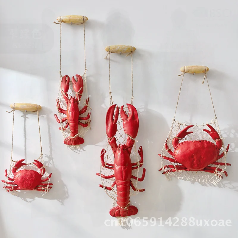 Resin Simulation Crab Model Pendant for Seafood Restaurant Wall Decoration Night Market Hanging Small Medium Large Sizes