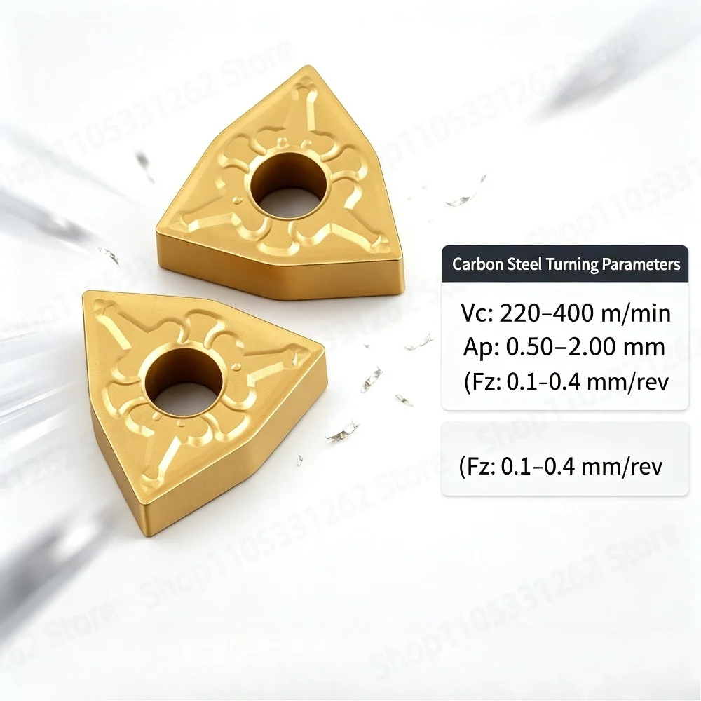 Carbide Turning Insert WNMG080404-TM BP8018, Trigon Tool for Steel/Mild Steel, External CNC Lathe Cutter, 10pcs