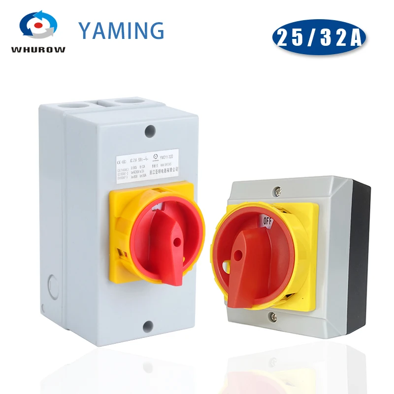 

YMD11-C Series Box Isolator Switch OFF-ON 25A 32A 3/4P Rotary Changeover Cam Selector Enclosure Disconnect Control Circuit LW30