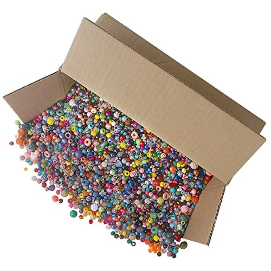 

Bonanza 5LB of Mixed Craft Beads Sizes Plastic Round Multicolor