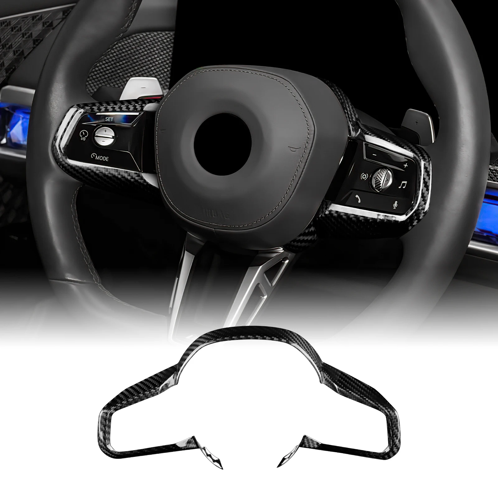 

Hard Dry Carbon Fiber For 2025 2026 BMW X3 G45 X1 U11 5 7 Series G60 G70 Car Steering Wheel Cover Trim Interior Accessories