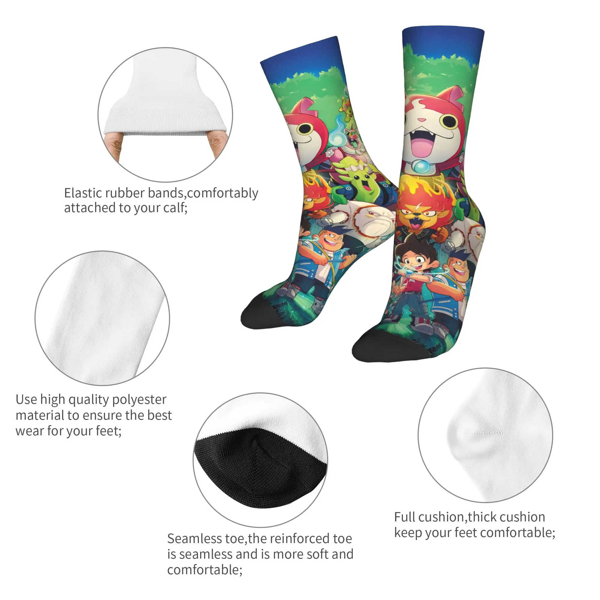 Yokai Watch Game Socks Men Women Polyester Jibanyan Robonyan Shogunyan Socks Spring Summer Autumn Winter Middle Tube Socks Gift