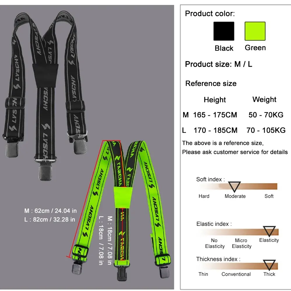 2024 New High Elastic Adjustable Y Suspender Straps Motorcycle Racing Men Women Pants Suspenders Trousers Braces Green Black M-L