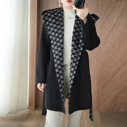 2025 Women's 100% Cashmere Thick Double sided Long Jacket Star Style Classic Multi functional Fashion Suitable for Business