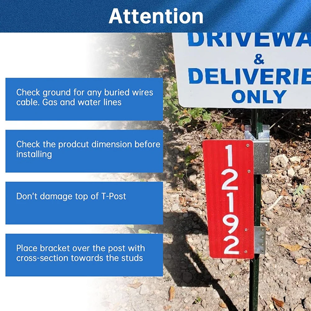 6 Pcs Mailbox T-Post Mounting Bracket 3 Inch 6Pcs T Post Bracket Target Mount for Birdhouses Fences Installation Mailbox Signs