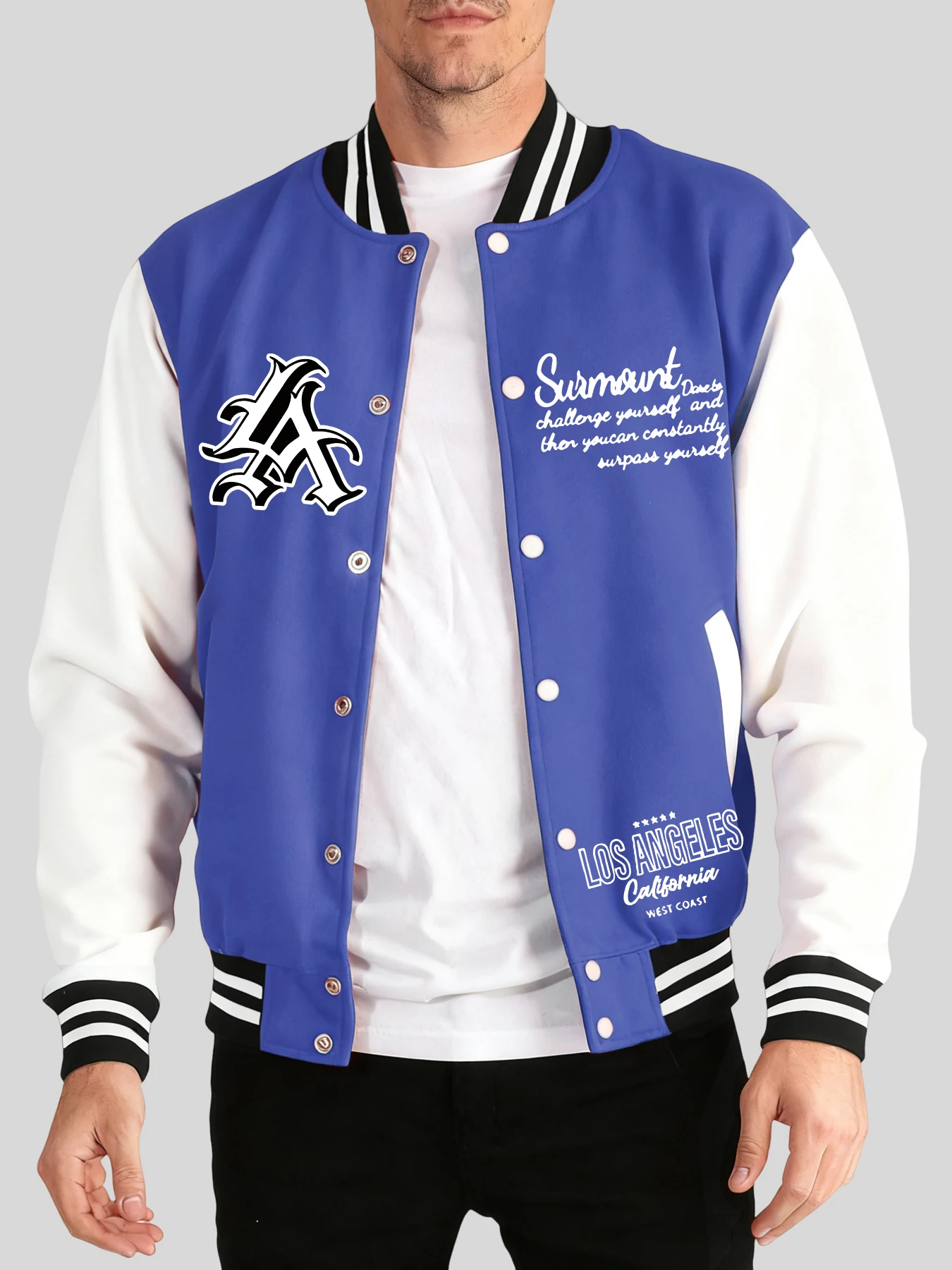 

California West Coast Prints Men Casual Vintage Streetwear Autumn Winter Jacket Sport Soft Clothes Fashion Loose Baseball Jersey