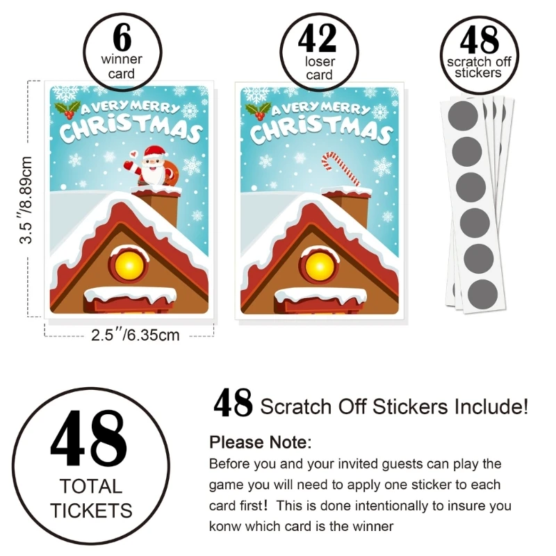 Christmas Scratch Off Game for Adults and Kid Festive Raffle Ticket Party Supply Dropshipping