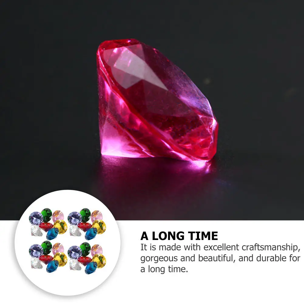 200Pcs Acrylic Gemstone Crystal Diamond Faceted Shiny Decorative Props for Jewelry Display Decor Party Favor Craft Material
