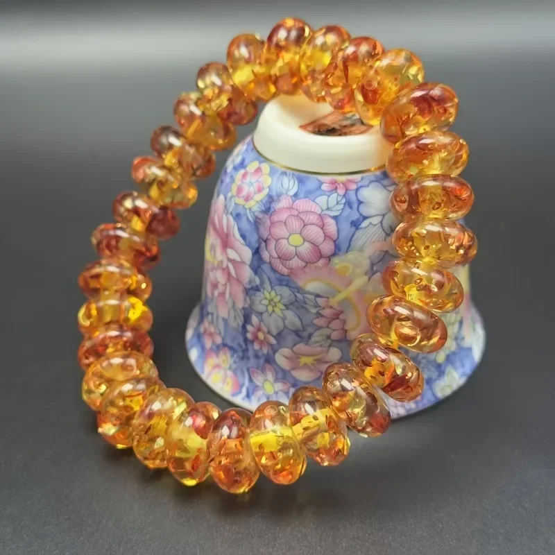 Nueva pulsera de cuentas de ámbar, accesorios de moda, pulsera de cuentas de ábaco de ámbar de pétalo, accesorios de Navidad para mujer