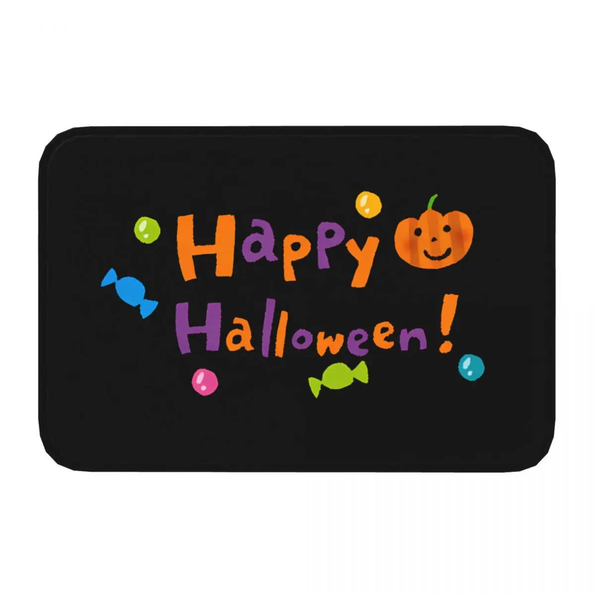 Happy Halloween With Pumpkin And Ghosts 2 Doormat Anti-Slip Entrance Bath Kitchen Door Floor Mats Garden Carpet Rug