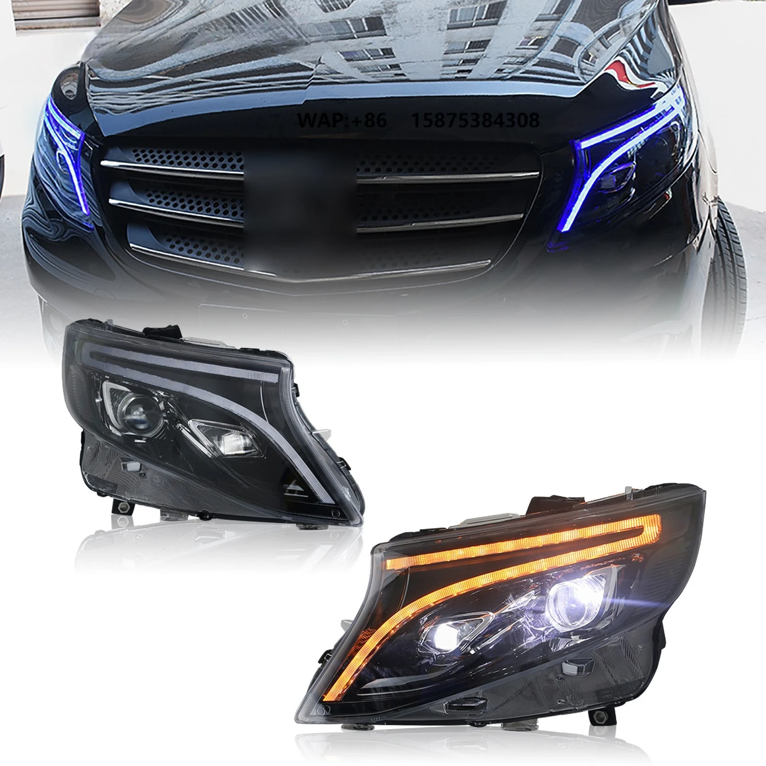

HCMOTIONZ Full LED Front Lamps Assembly Valente Marco Polo EQV V-Class W447 Metris 2014-2020 Head Lights for Vito
