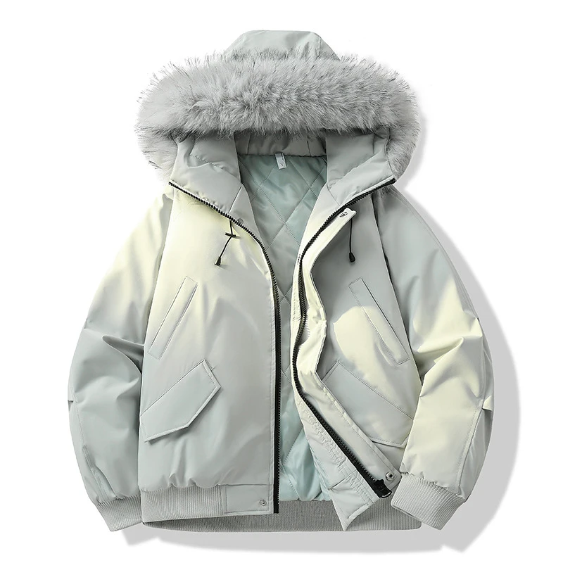 

Winter Men's Thermal Parkas Fashion Men Cotton Thick Warm Fur Collar Hooded Padded Men Windbreaker Warm Hooded Jackets Clothing