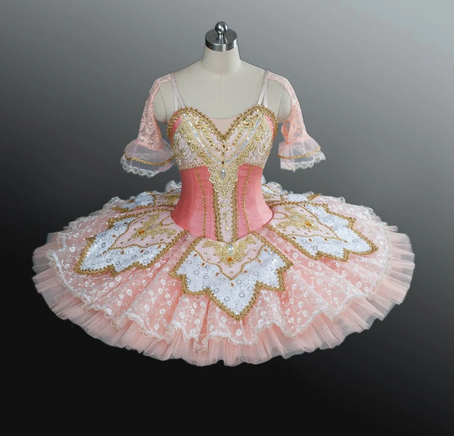 

Peach Sugar Plum Fairy for Nutcracker Professional Ballet Tutus pancake pink Classical Ballet Costumes half sleeve girls 0067