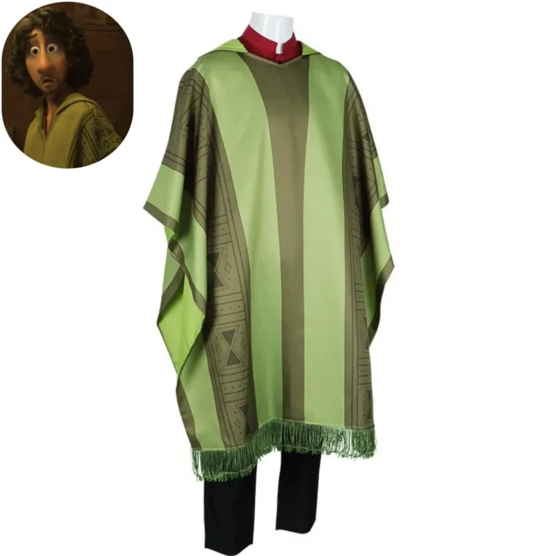 Anime Film Fascino Bruno Madrigal Costume Cosplay Bambini Striscia Verde Mantello Mantello Uniforme Bambini Adulto Uomo Vestito da festa di Halloween