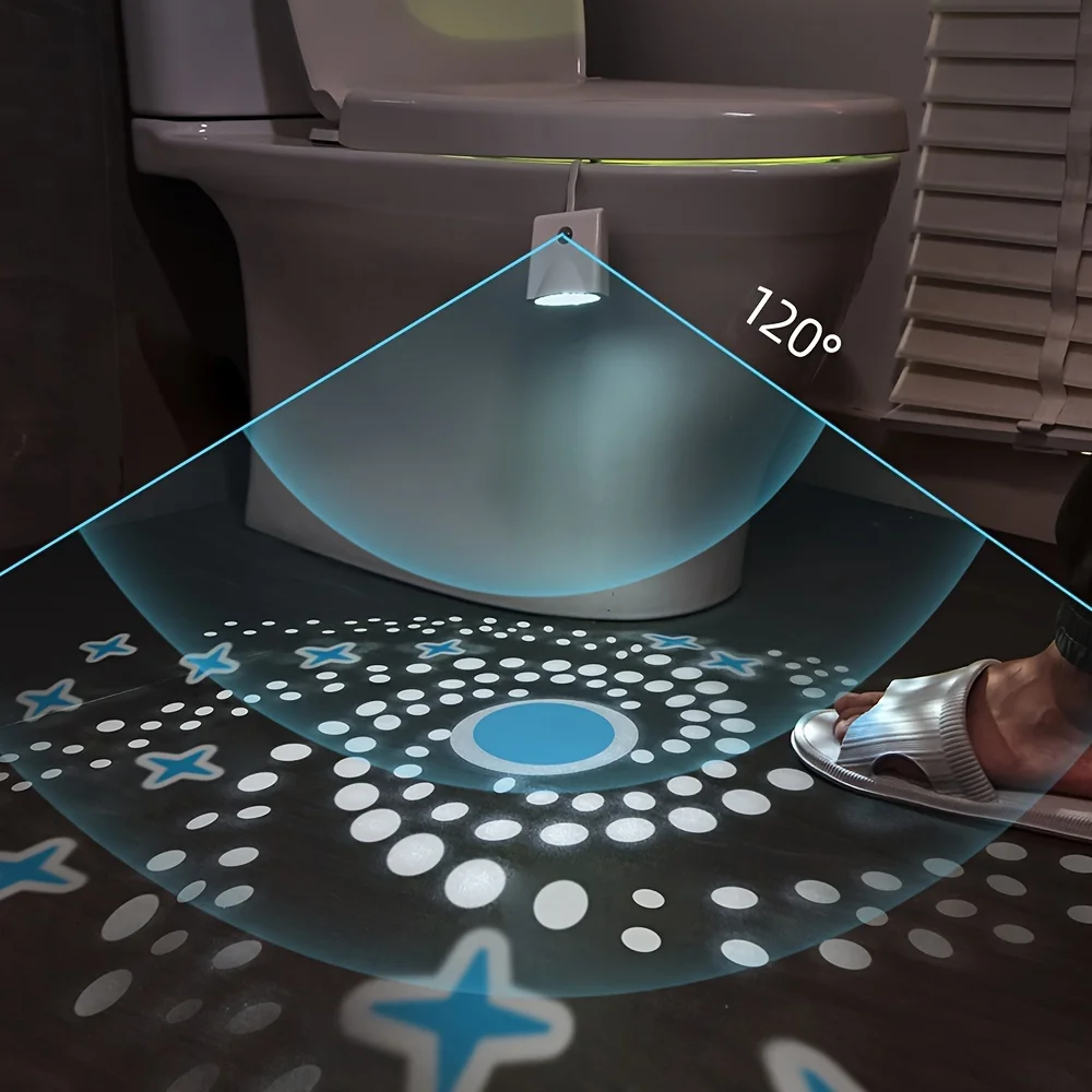 Luz nocturna con sensor de movimiento: lámpara de proyección LED que cambia de 16 colores, luz nocturna recargable por USB, dispositivo divertido y fresco para el hogar y la cama