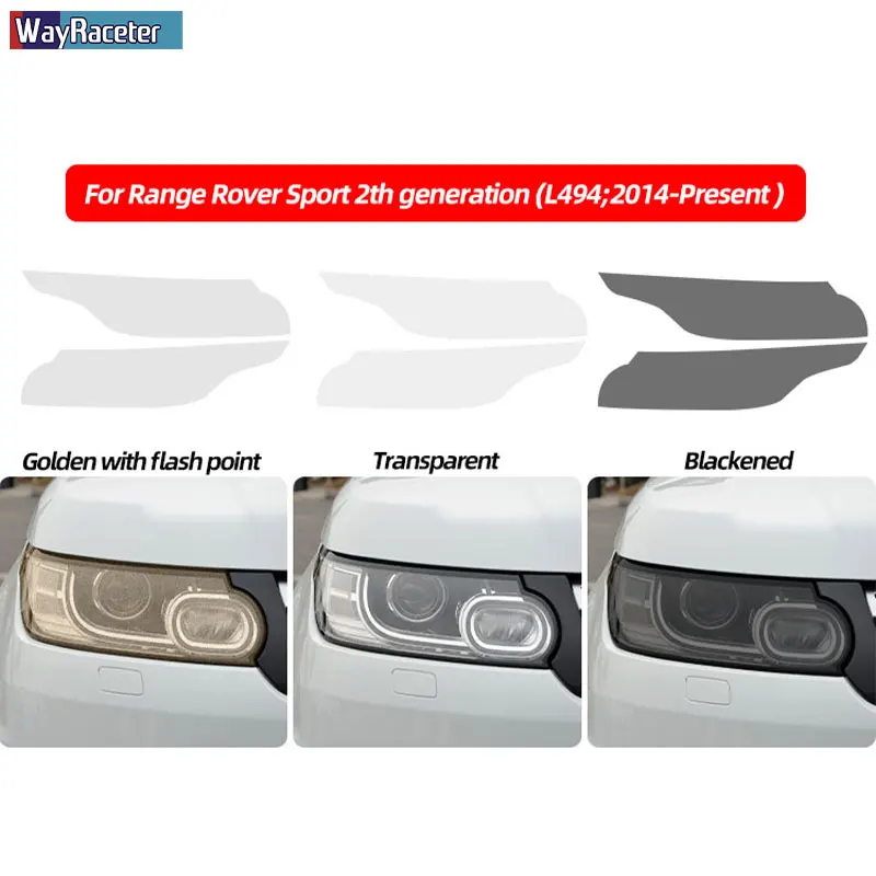 2 Pcs Car Headlight Protective Film Front Light Transparent Smoke Black TPU Sticker For Range Rover Sport L494 2014-2022