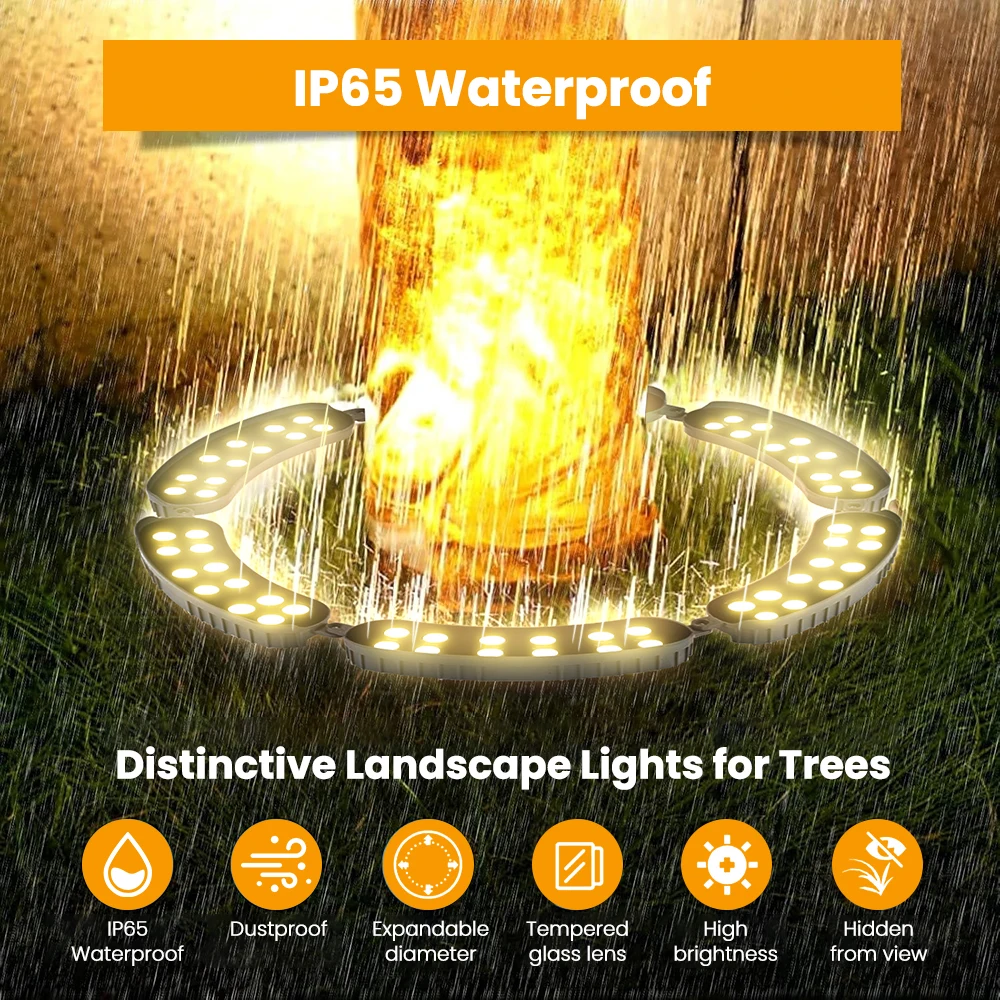 C2 LED Ring Tree Light AC220V Outdoor Waterproof Palm Tree Uplight Adjustable Tree Ring Landscape Lighting Garden Yard Pathway