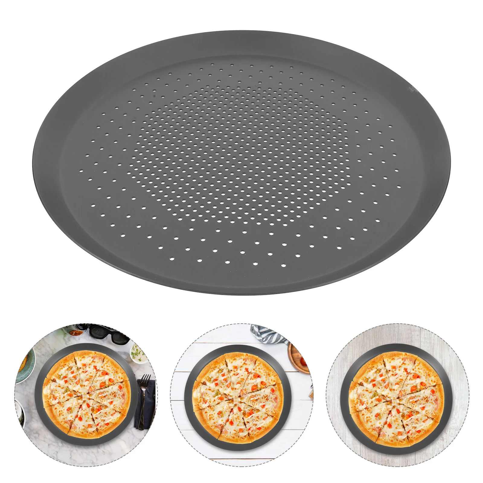 

Pizza Plate Round Pans Baking Tray for Oven Multifunction Household Screen Black Bakeware Perforated