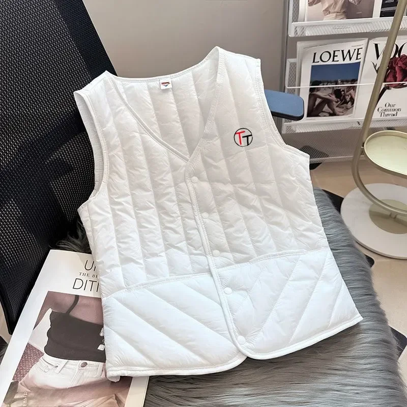 Korean Cultivate Oneself Short Padded Vest Women's Golf Clothing Autumn Winter Golf Wear Women 2024 High Quality Golf Vest