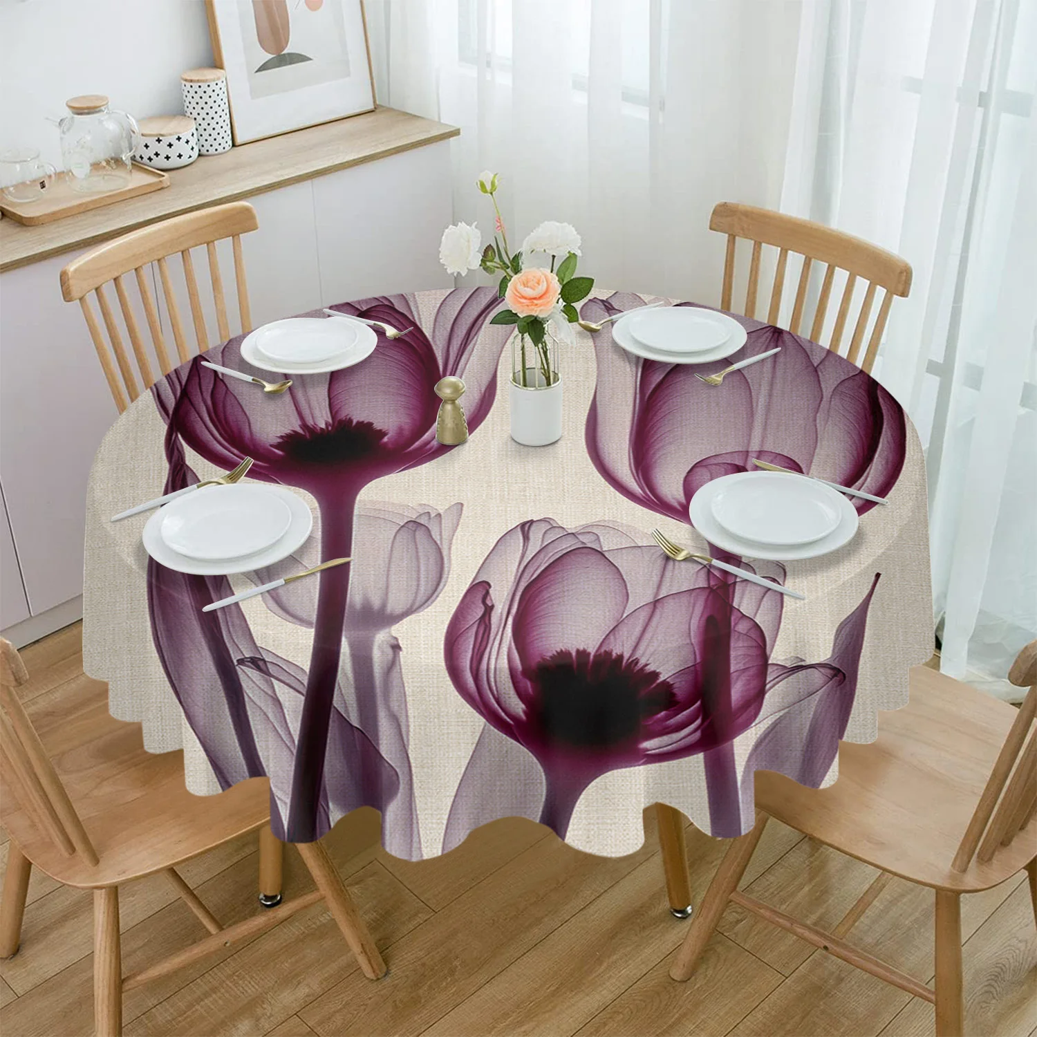 Tulip Flower Abstract Tablecloth Rectangular Holiday Table Cover Party Dinner Decor Waterproof Table Cloth