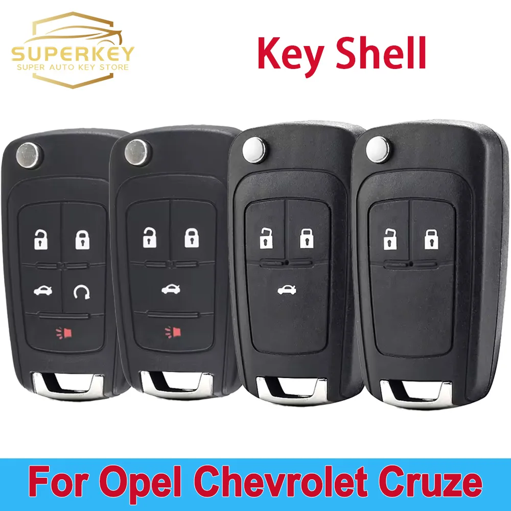 SUPERKEY Remote Flip Key Shell Case For Opel Chevrolet Cruze Lova Camaro Impala Spark Replacement Car Cover 2 3 4 5 Button