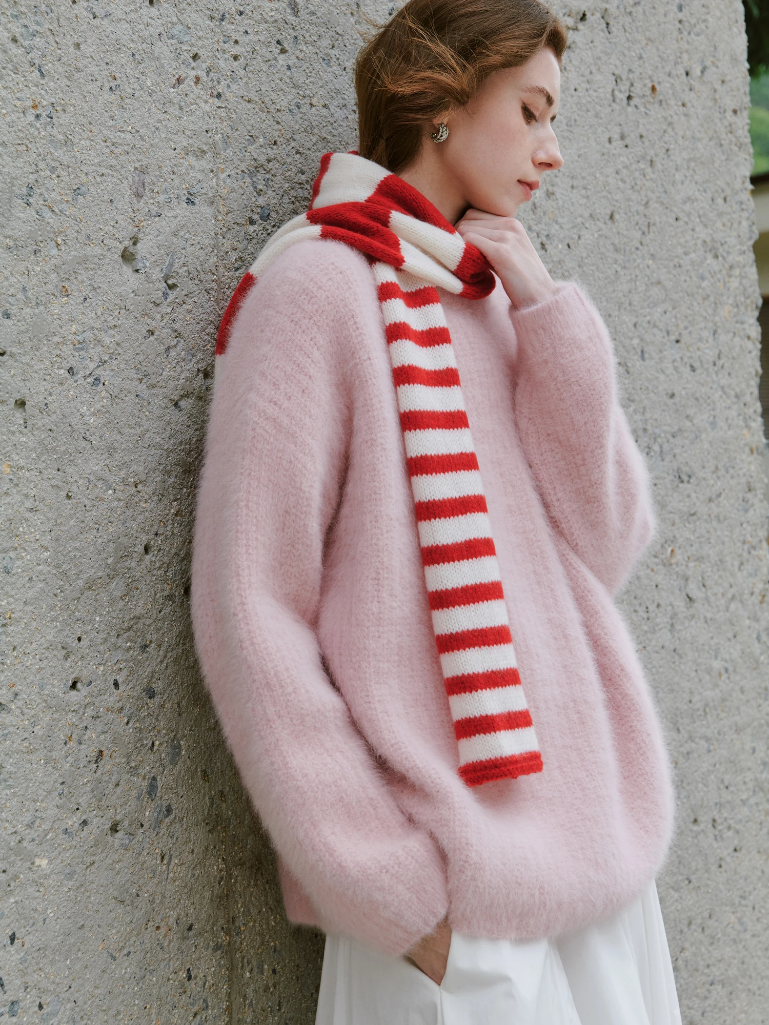 

fectionate Cloud Soft Woolen Scarf Stripes Durable Women's Knittedwear Faionable Accory for Spring Season