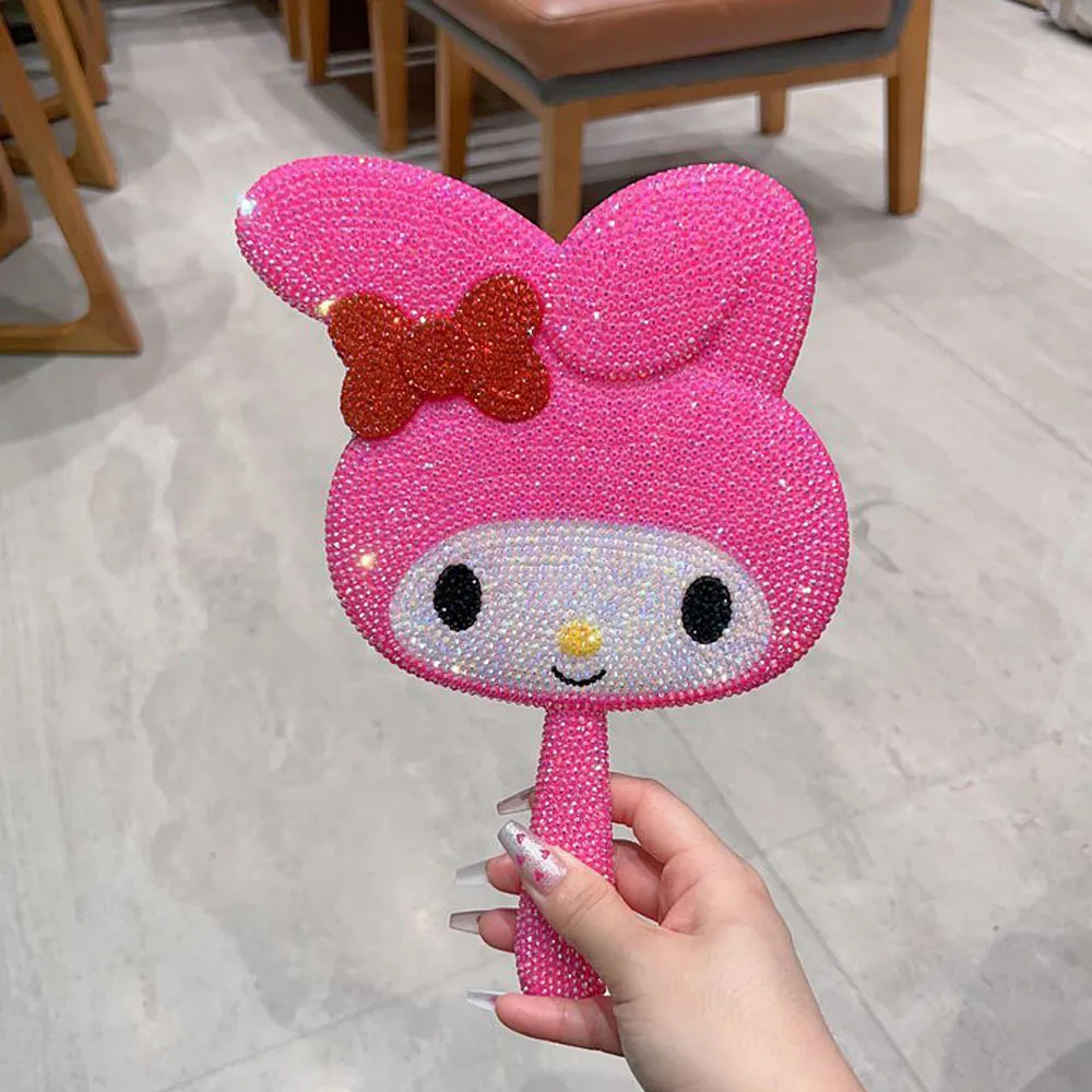 

Kawaii Vanity Mirror Cartoon Shiny Rhinestones Cute Beauty Handheld Mirror Diamond Pink Flip Lovely Birthday Gifts