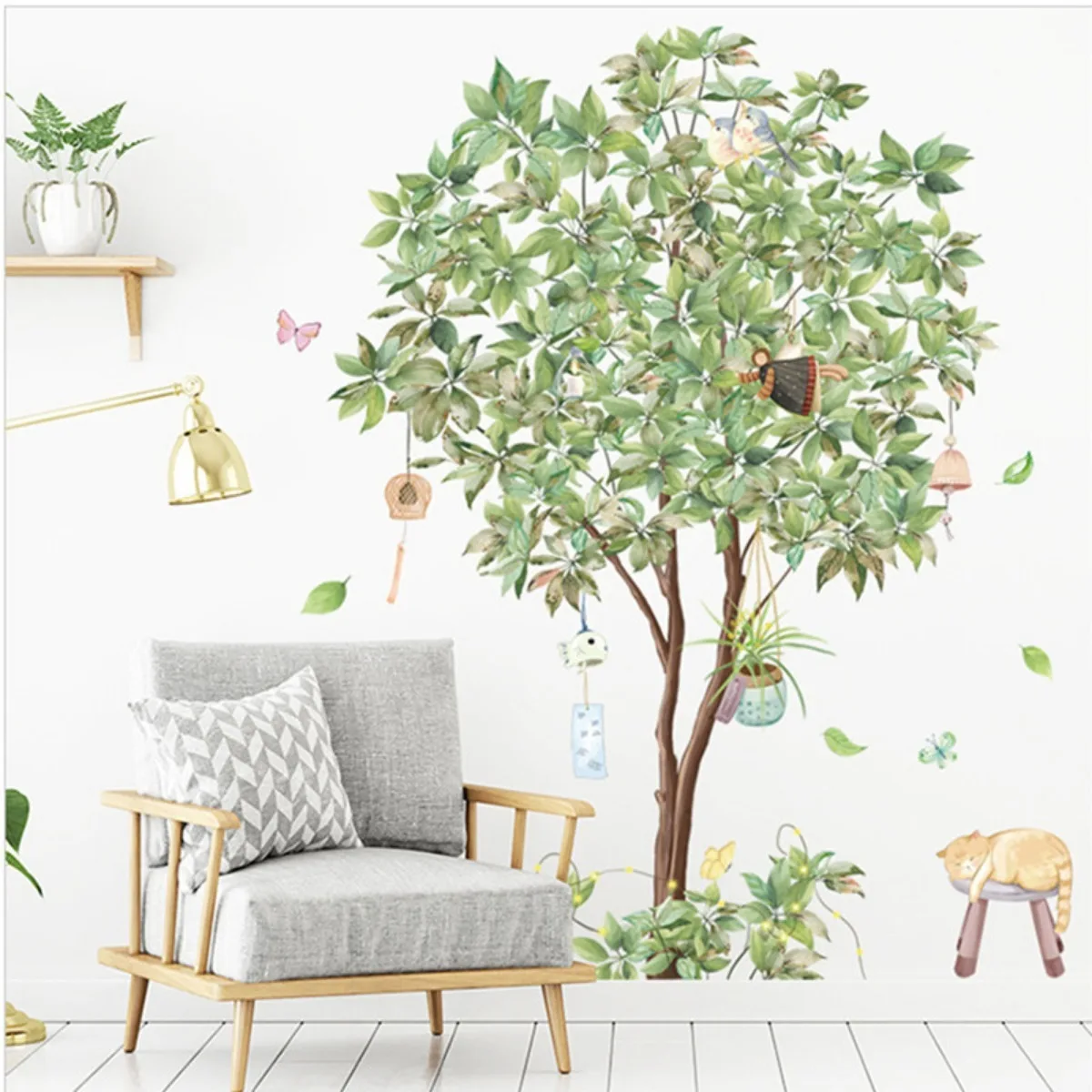 Summer Clear Green Wishing Tree Wall stickers Living Room Bedroom decoration Self-adhesive painted duck foot wood