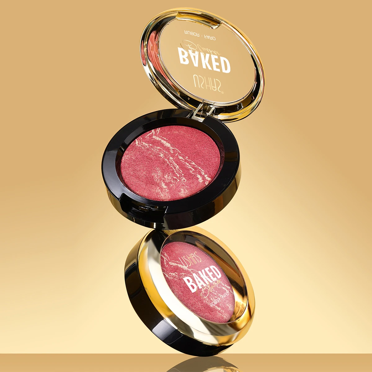 USHAS Baked Marble Blusher, Long-Wearing Smooth Pressed Powder Blusher, 8 Color Lightweight Brighten Blusher for Christmas