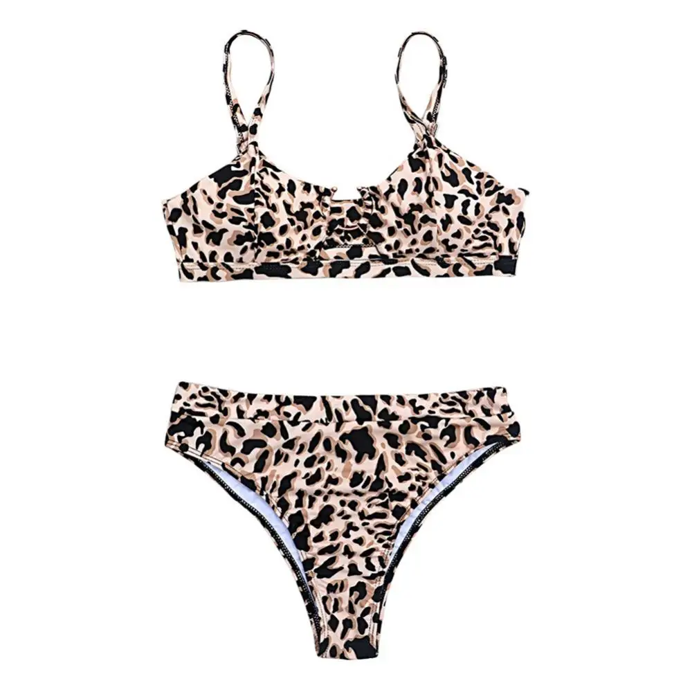 Women Sexy Leopard Snake Print Swimsuit Padded Bra Low Rise Briefs Bikini Set perfect gifts for women