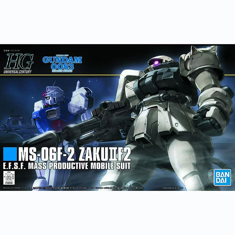 BANDAI Gundam Model Kit HGUC 1/144 MS-06F-2 Zaku II F2 Gundam Action Figure Gunpla Mobile Suit Toys for Boys Gift for Children