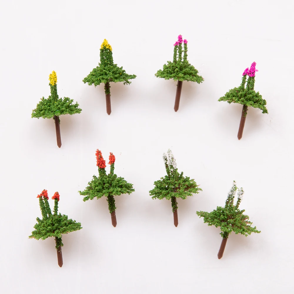 8Pcs 3.5cm Miniature Simulation Flower Cluster Tuft Grass Nest Diy Model Making Railway Train Garden Decoration Kits Materials