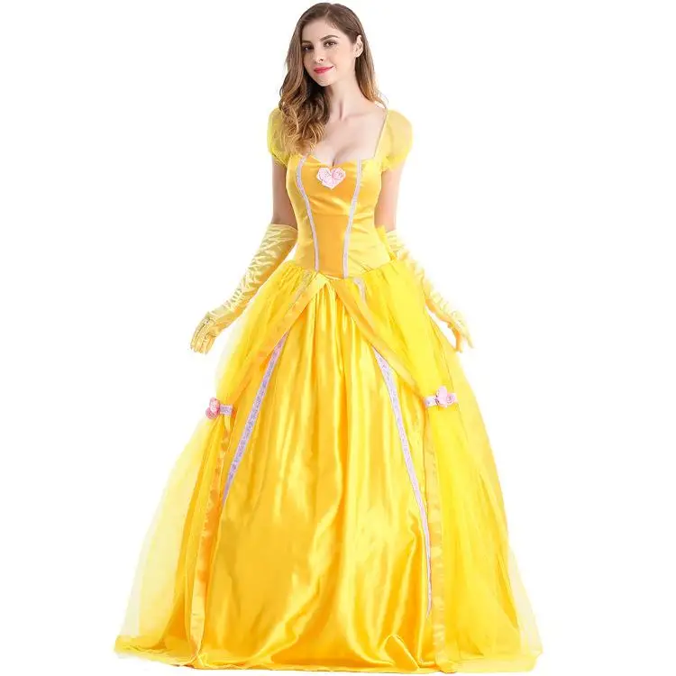 

Adult Beauty And the Beast Belle Princess Dress Halloween Costume Party Performance Outfit 2831 Women's Traditional Chinese C...