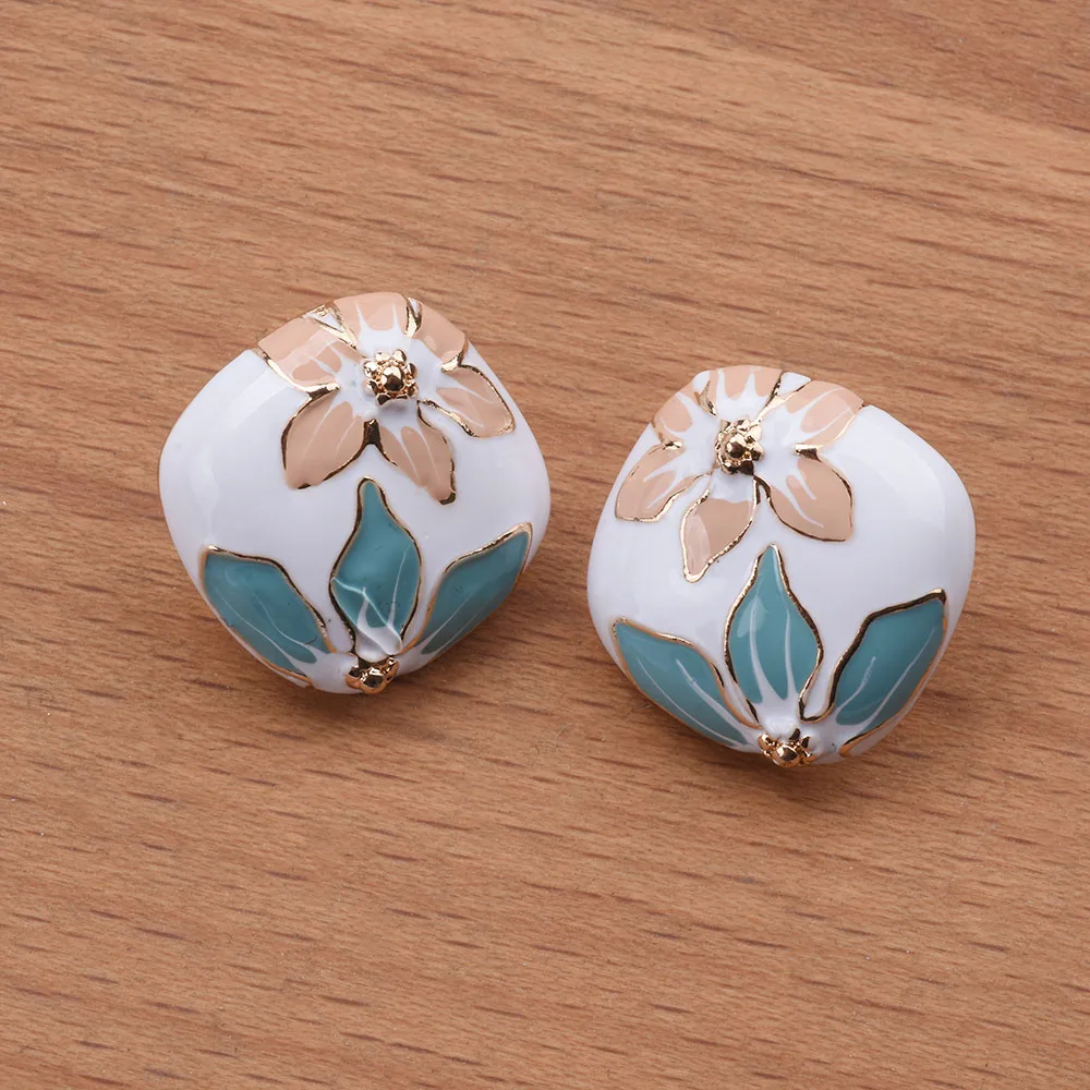 2026 New Fashion Enamel Irregular Square Earrings Women Trend Geometric Statement Flowers Pattern Drip Oil Earrings lady Jewelry