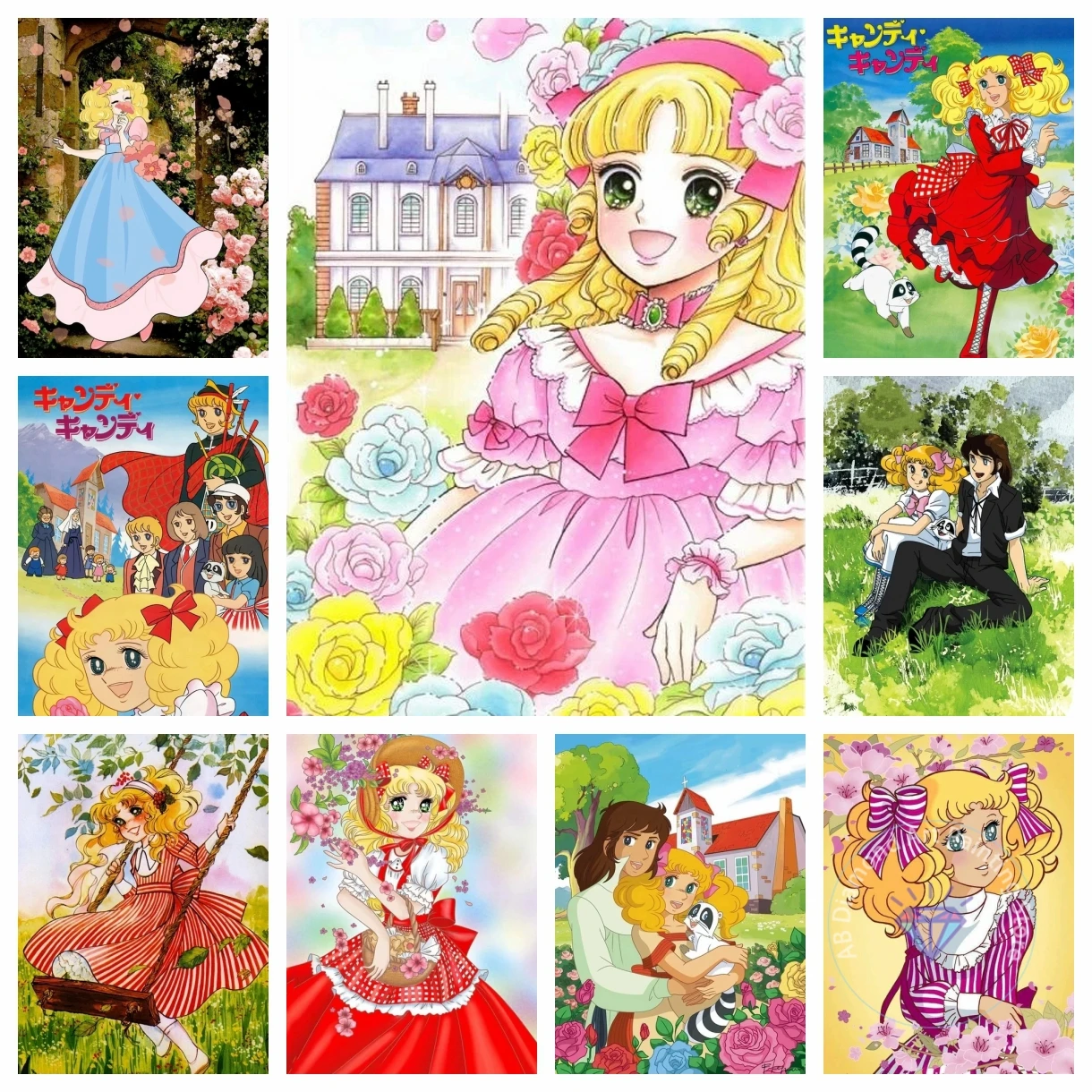 

New Japanese Anime Candy Girl Flower Art AB Diamond Painting Set Beauty Cartoon Comics Children's Handmade Gift Home Decoration