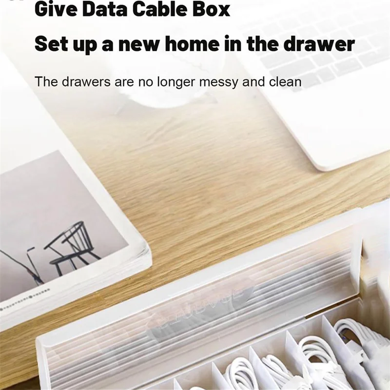 1Pc Transparent Data Cable Storage Box Plastic Data Line Storage Container for Desk Headset Stationery Multifunctional Storage