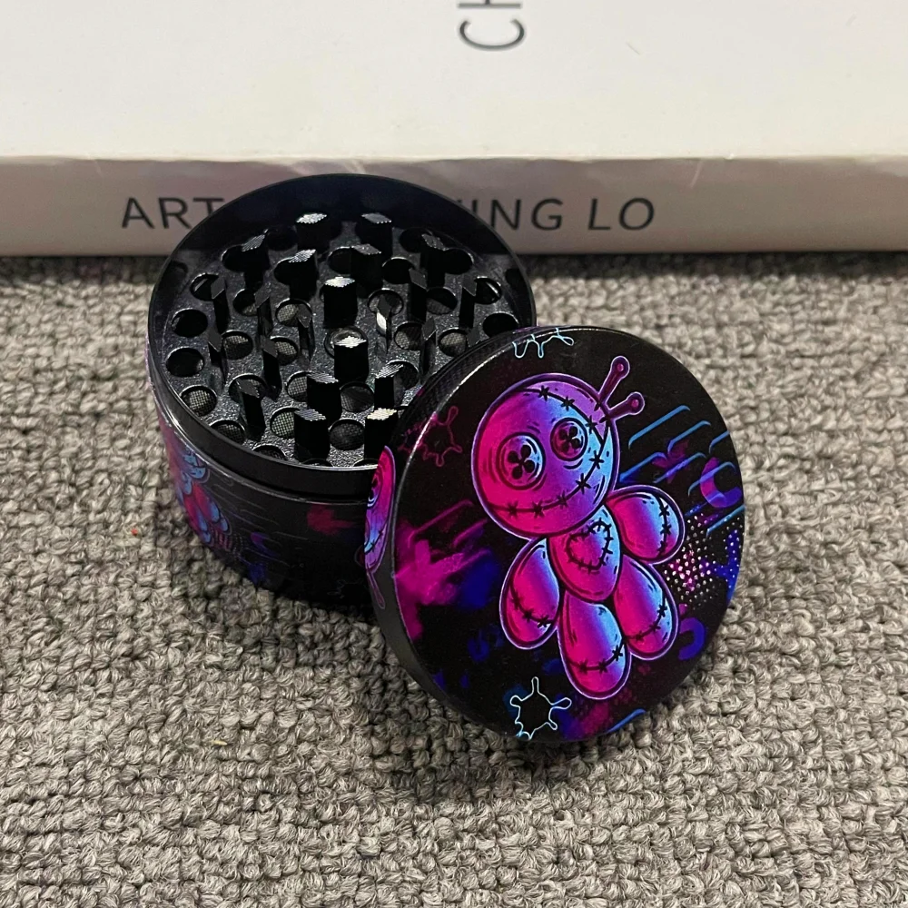 1.6/2/2.5inch Metal Herb Grinder Cartoon Manual 4-Layers Mortar Pestle Mill Salt Spice Herb Grinder Bud Cigarette Smoking Tool