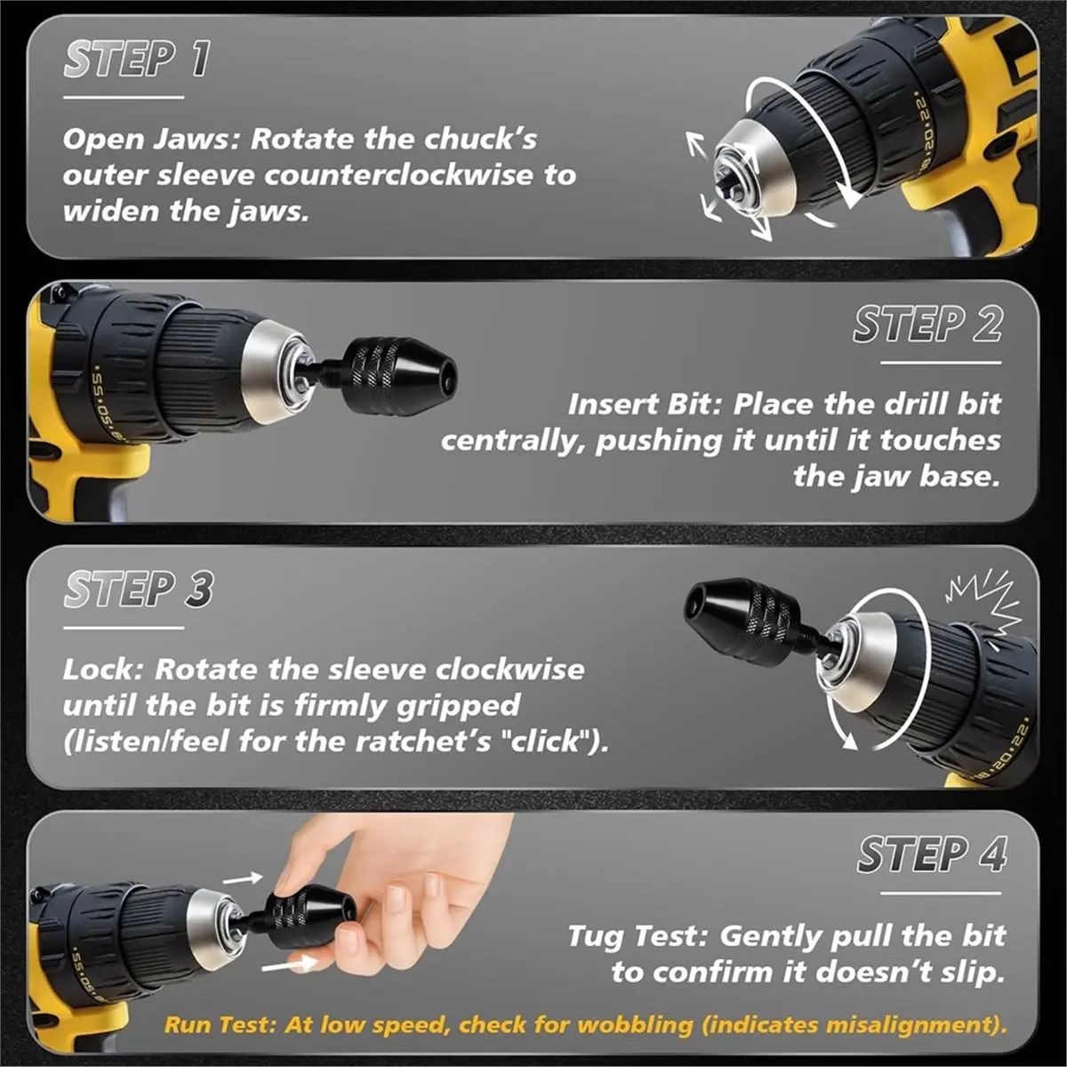 A45I Keyless Shank Drill Chuck Adapter Set,1/4